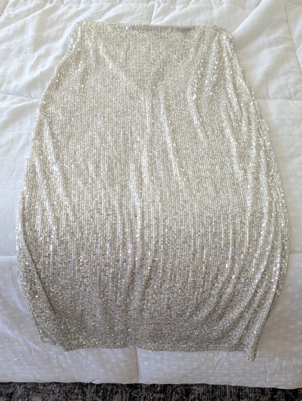 Sequin Pencil Skirt in Sparkling Silver